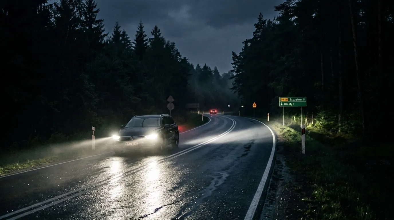 Jazda po zmroku: widzenie, odległość i wyprzedzanie w świetle reflektorów
