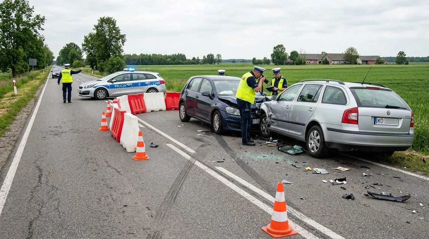 Kolizja w trakcie manewru: Kto naprawdę ponosi odpowiedzialność? — ilustracja do artykułu LDKM.pl o bezpiecznym wyprzedzaniu