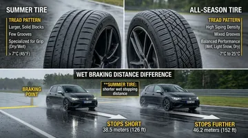 Opony wielosezonowe vs letnie: co ma znaczenie przy wyprzedzaniu na suchej i mokrej nawierzchni — miniatura artykułu LDKM.pl