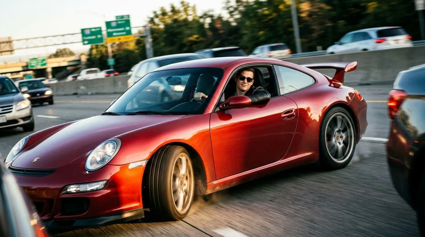 Profilowanie kierowcÃ³w: Dlaczego brawura i poczucie kontroli bywajÄ… zgubne? — ilustracja do artykułu LDKM.pl o bezpiecznym wyprzedzaniu