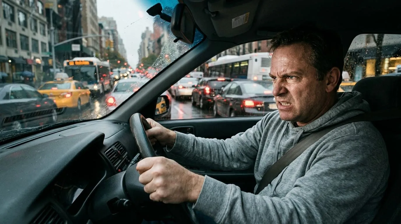 Road Rage: Neurologiczne mechanizmy drogowej agresji — ilustracja do artykułu LDKM.pl o bezpiecznym wyprzedzaniu