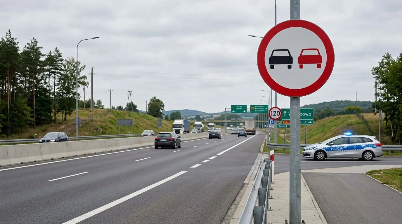 Zakaz wyprzedzania (znak B-26): Dlaczego mandat wynosi 2000 zł i 15 punktów? — ilustracja do artykułu LDKM.pl o bezpiecznym wyprzedzaniu