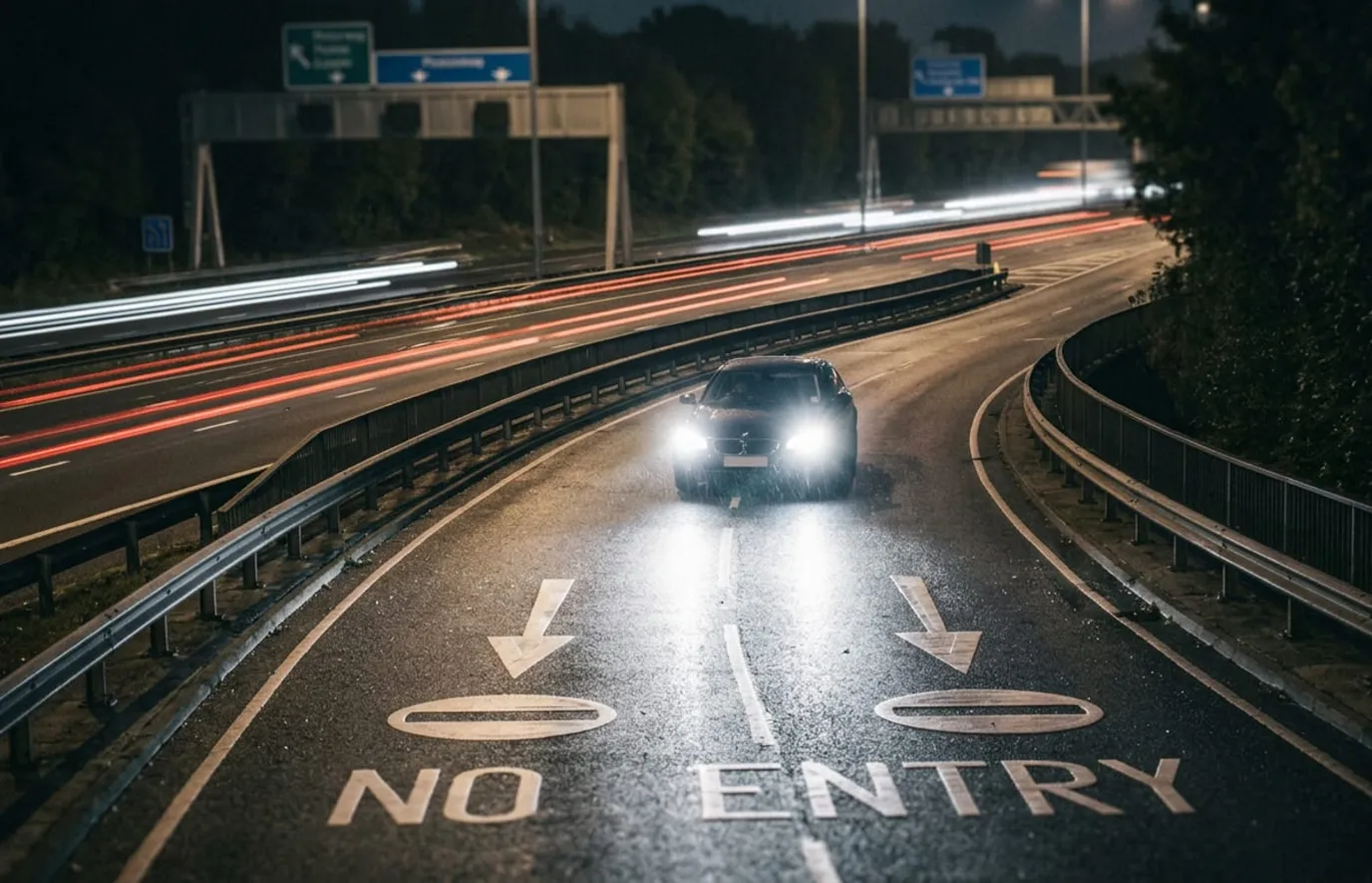 Jazda pod prąd na autostradzie lub drodze ekspresowej