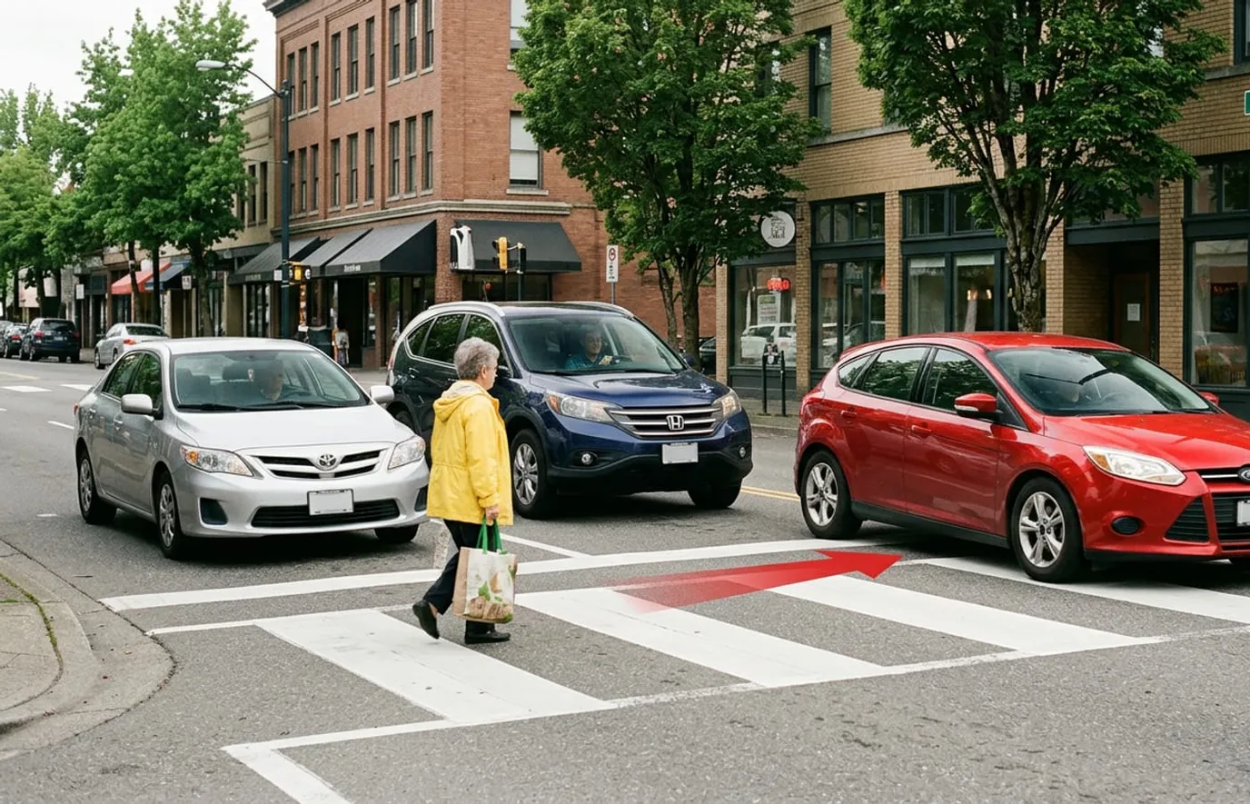 Omijanie pojazdu, który zatrzymał się przed przejściem dla pieszych