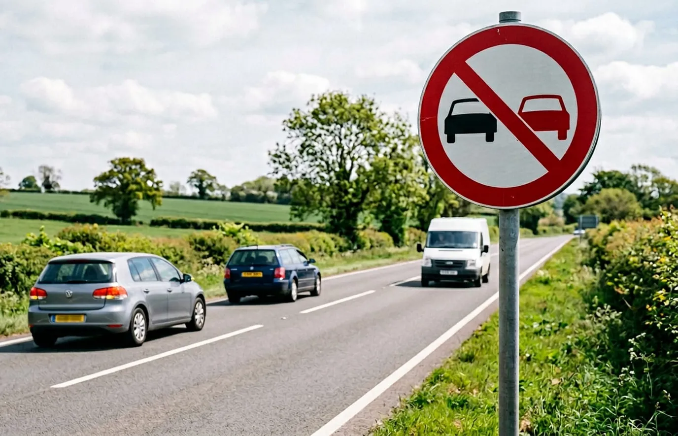 Naruszenie znaku B-25 (zakaz wyprzedzania)